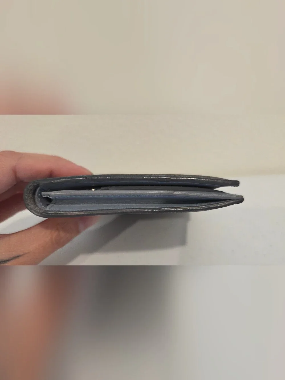 Céline Blue & Gray Two-Tone Leather Snap Wallet – COA Included